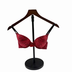 Maidenform Red Snake Skin Pattern Demi Push-up Bra 34B Sexy NWOT
